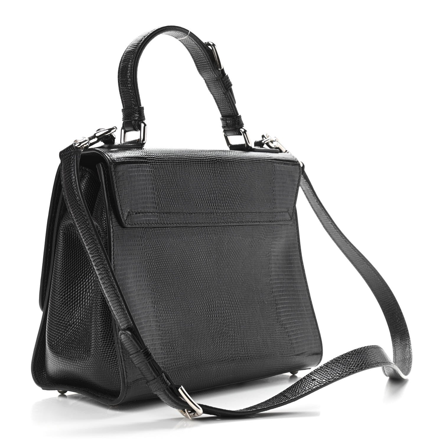 Dolce & Gabbana Lizard Calfskin Embossed Medium Monica Top Handle Bag Black 3 of 13