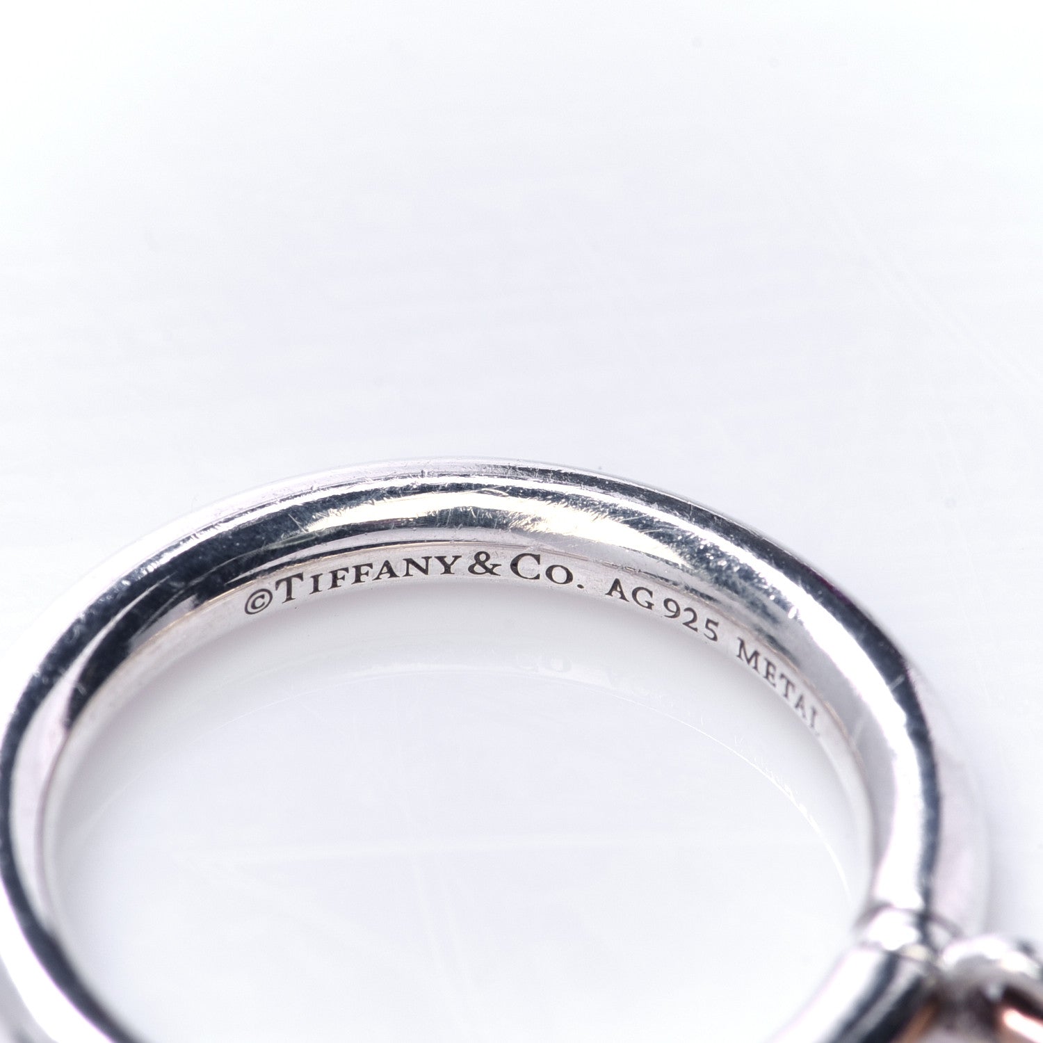 Tiffany Sterling Silver Rubedo Return to Tiffany Round Charm Ring 50 5.5 3 of 4