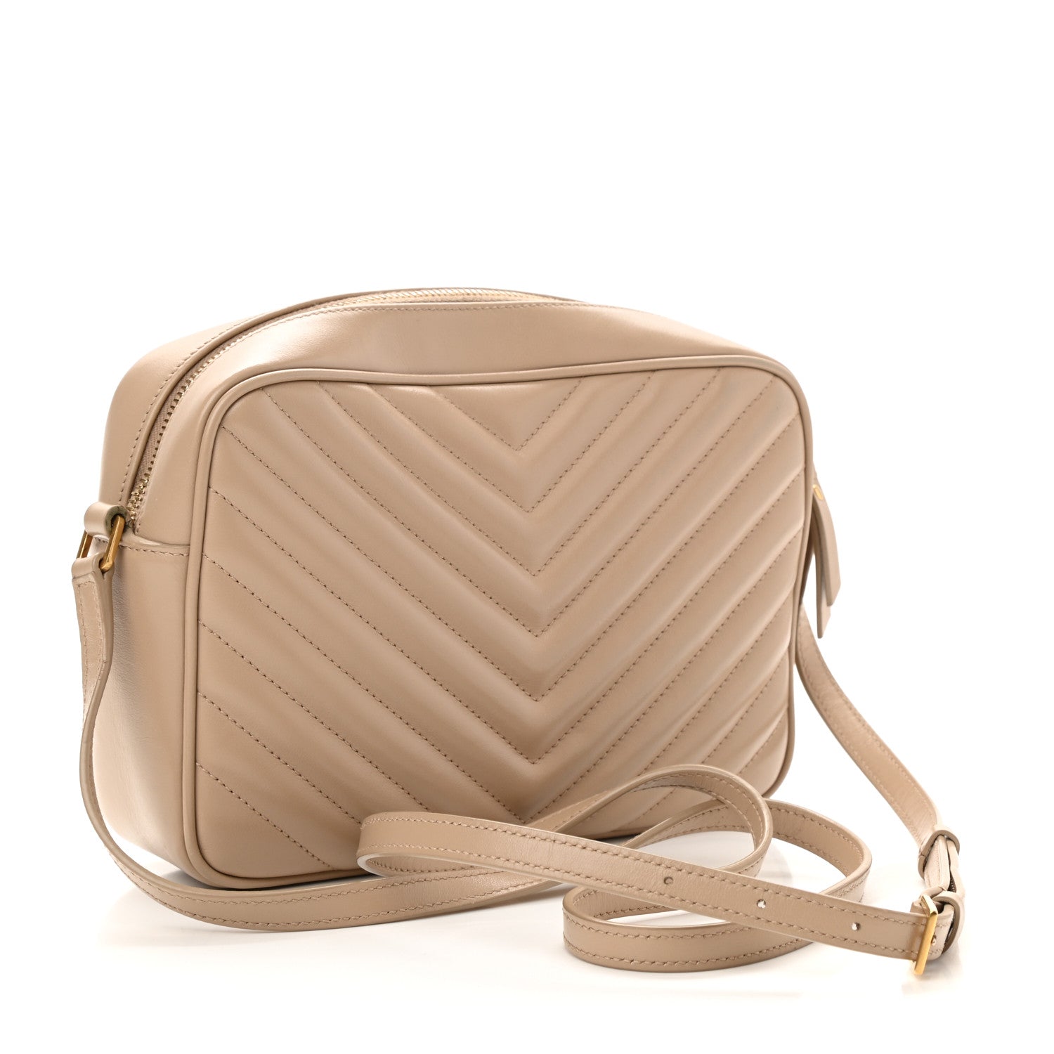 Saint Laurent Calfskin Matelasse Monogram Lou Camera Bag Dark Beige 3 of 12