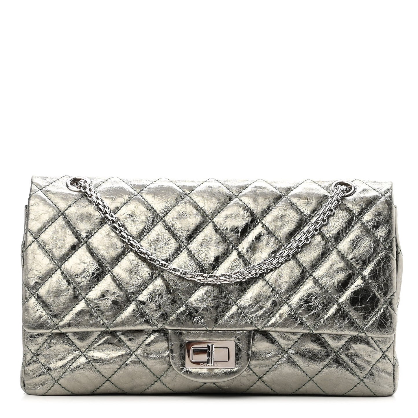 Metallic Aged Calfskin Quilted 2.55 Reissue 227 Flap Vert Fonce