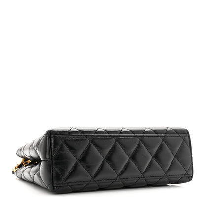 Chanel Shiny Aged Calfskin Quilted Nano Kelly Shopper Black 4 of 13