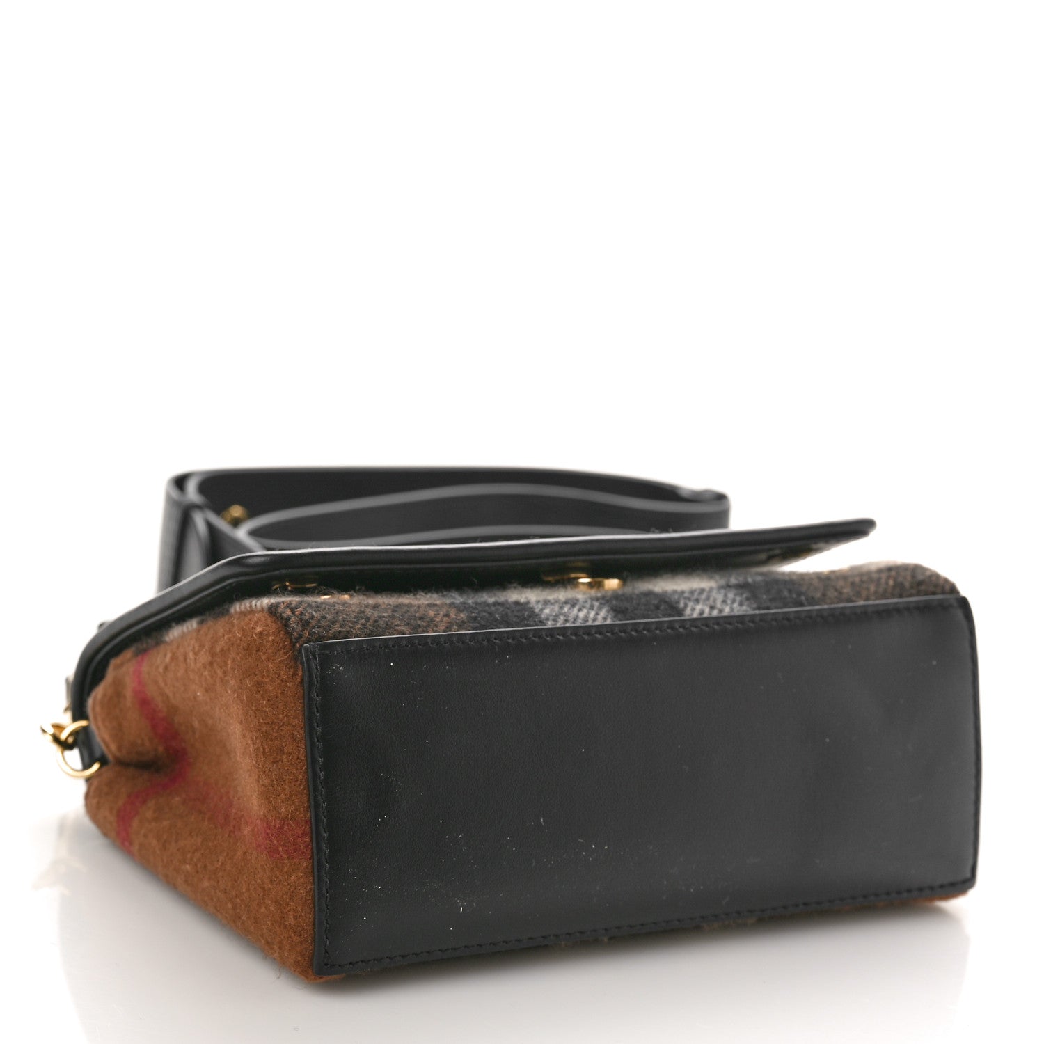Burberry Cashmere Hackberry Check Note Medium Crossbody Bag Black 4 of 10