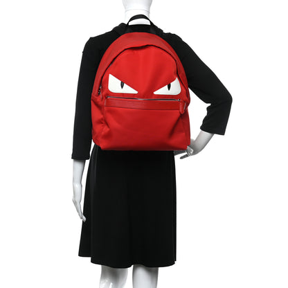 Fendi Nylon Vitello Elite Monster Eyes Rounded Backpack Red White 2 of 13