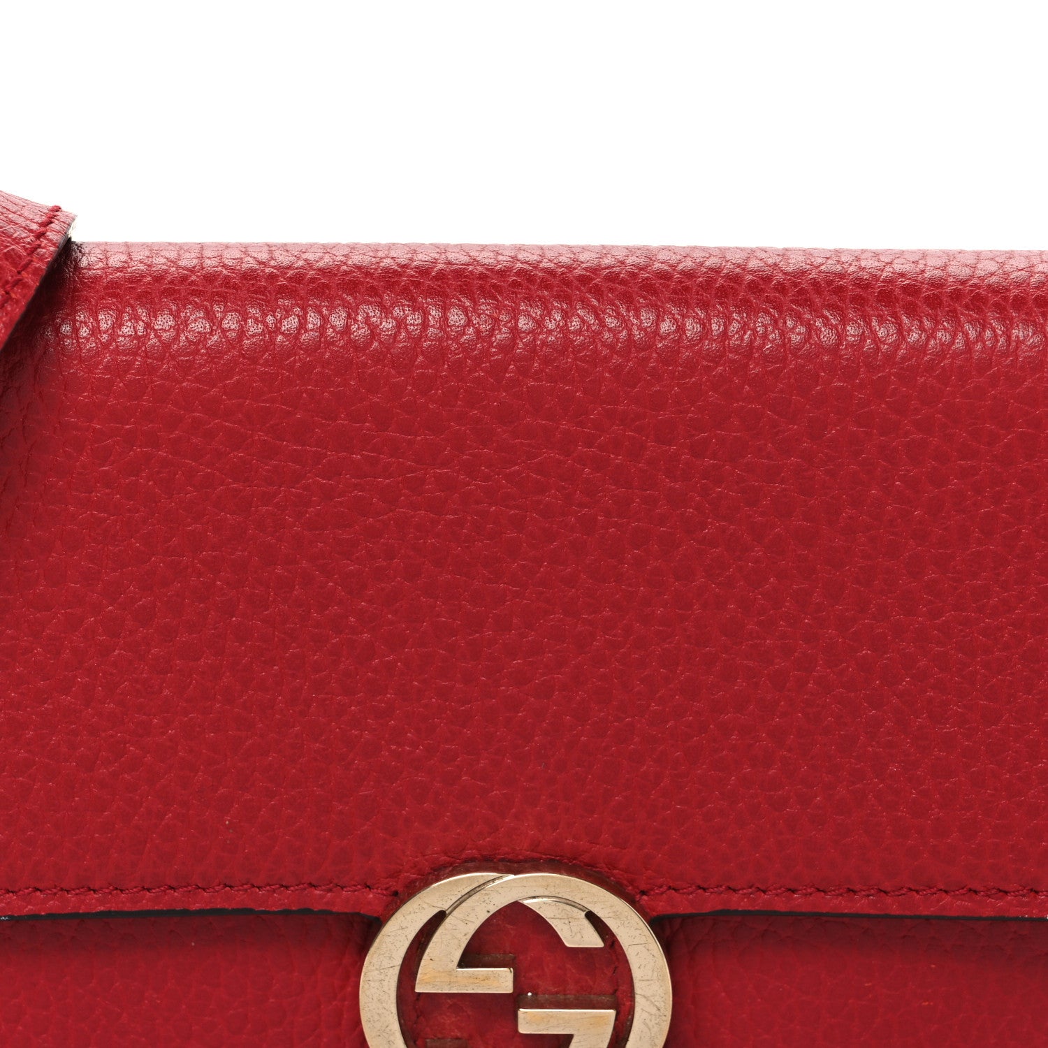 Gucci Dollar Calfskin Interlocking G Chain Wallet Red 8 of 11