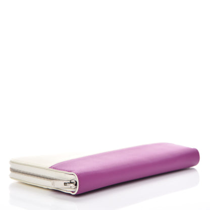 Celine Lambskin Large Zip Around Multifunction Wallet White Magenta 4 of 7