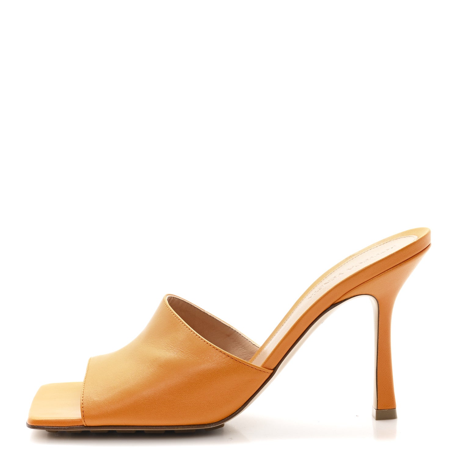 Bottega Veneta Lambskin Stretch 90mm Mule Sandals 38.5 Tangerine 1 of 8