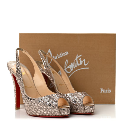 Christian Louboutin Satin Mosaique No Prive 120 Pumps 37.5 Silver 10 of 10