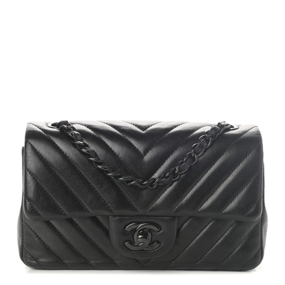 Chanel Lambskin Chevron Quilted Mini Rectangular Flap So Black 1 of 9