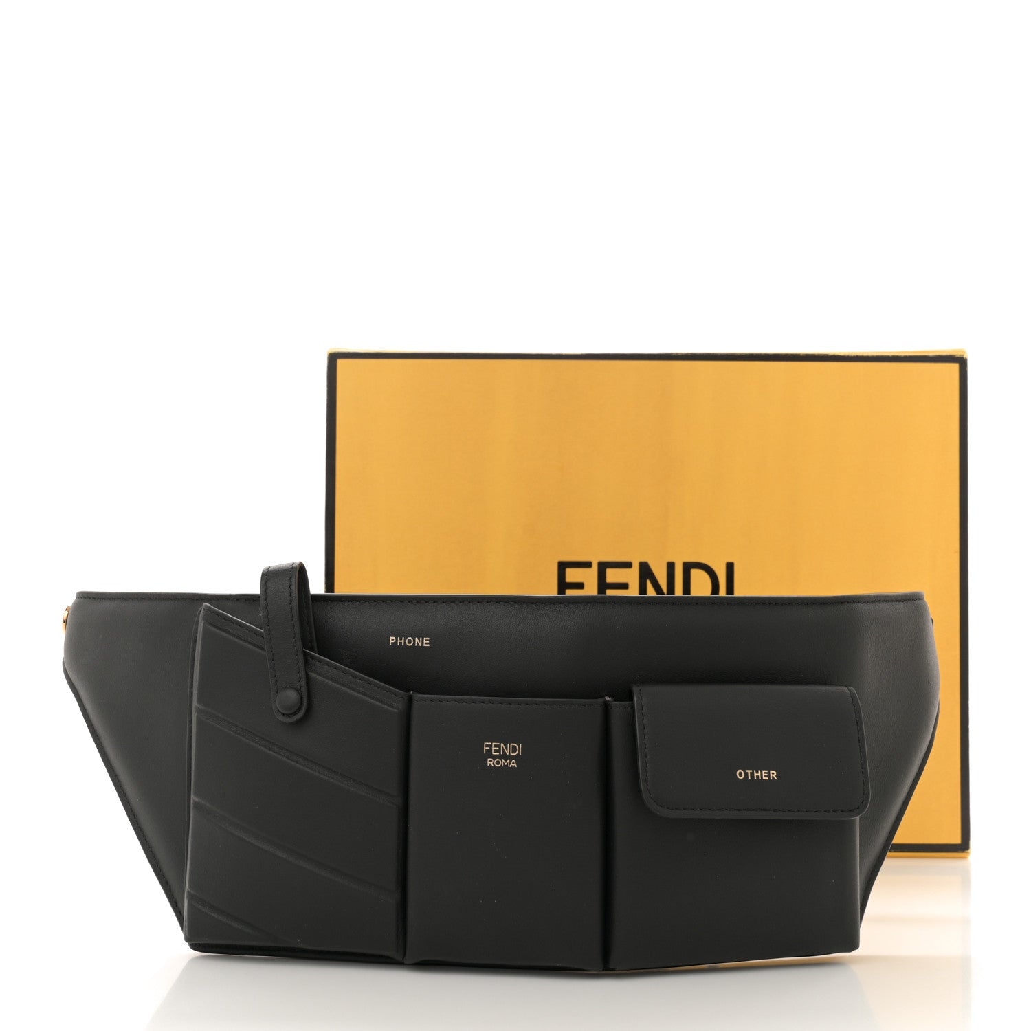 Fendi Vitello Grace Matte 3 Pocket Belt Pouch Black 10 of 10