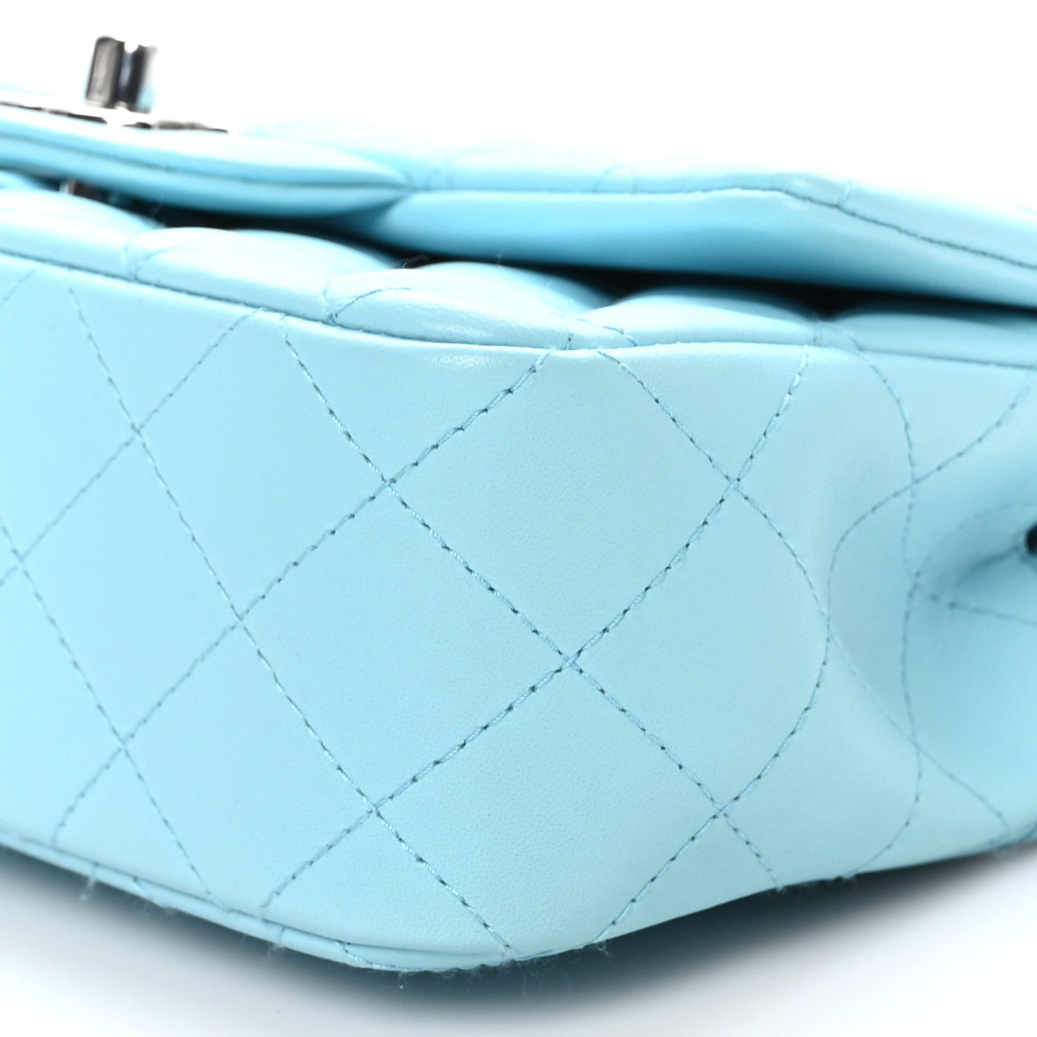 Chanel Lambskin Quilted Mini Rectangular Flap Neon Blue 10 of 11