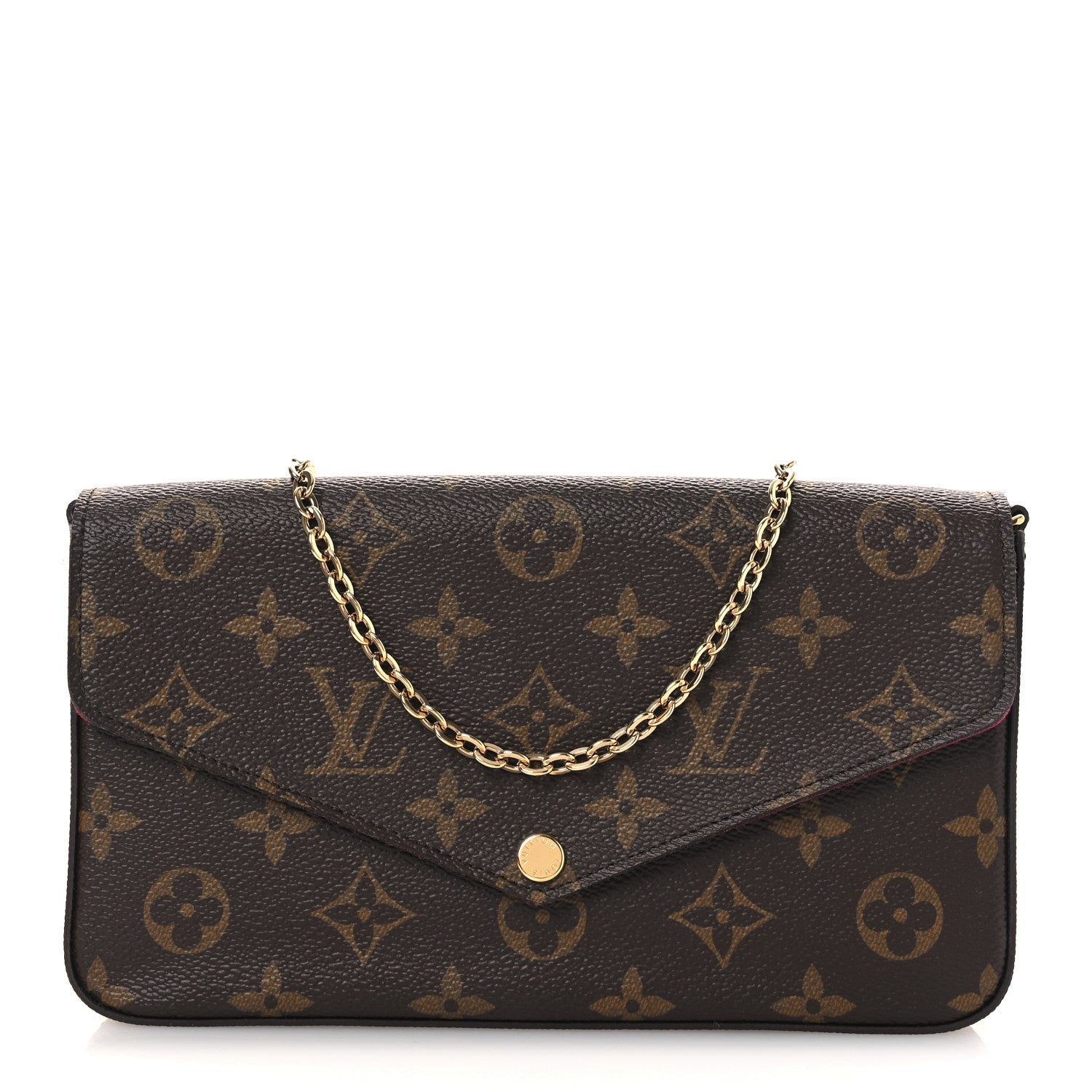 Louis Vuitton Monogram Pochette Felicie Chain Wallet Fuchsia 1 of 12