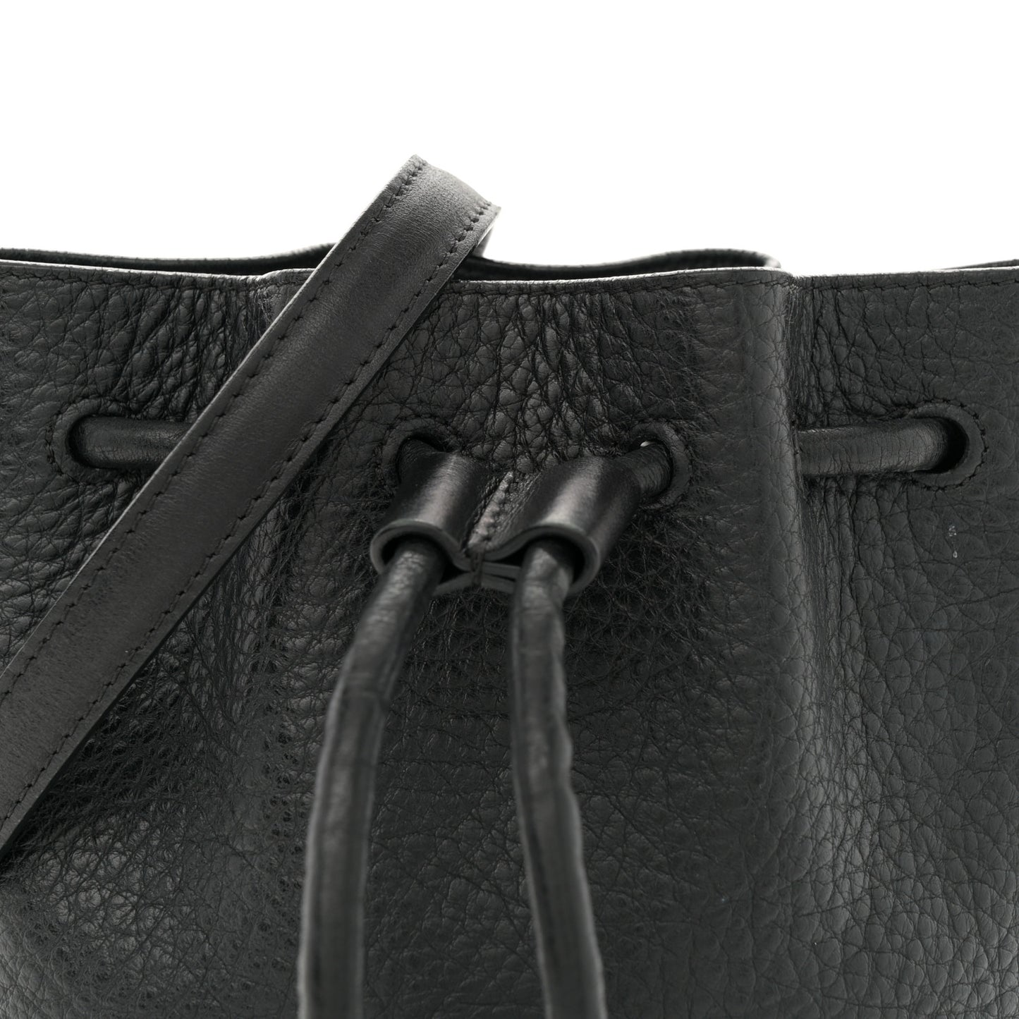 Calfskin Buffalo Mini Bucket Bag Black