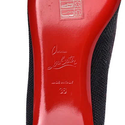Christian Louboutin Glitter Tisse Veau Velours Heart Embellished Coramia Point Toe Flats 36 Black 8 of 9