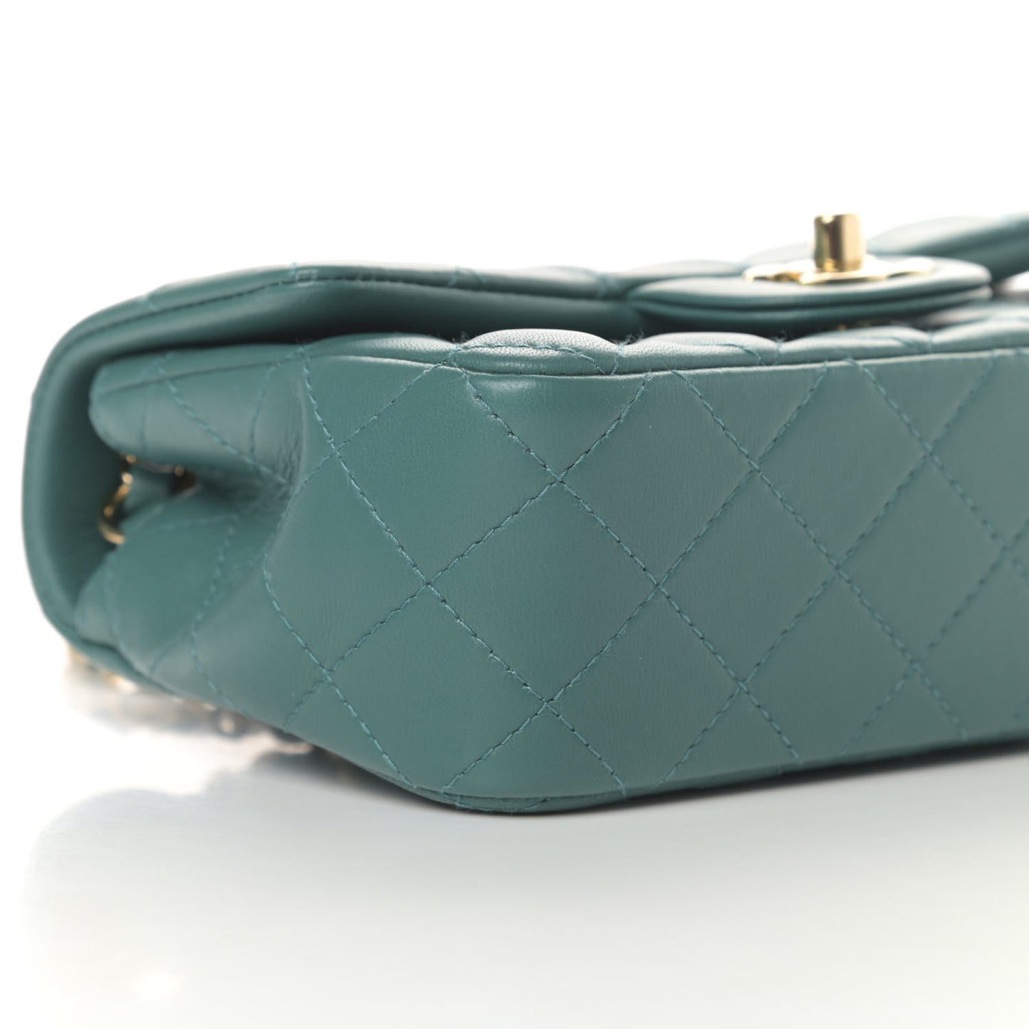 Lambskin Quilted Mini Rectangular Flap Green