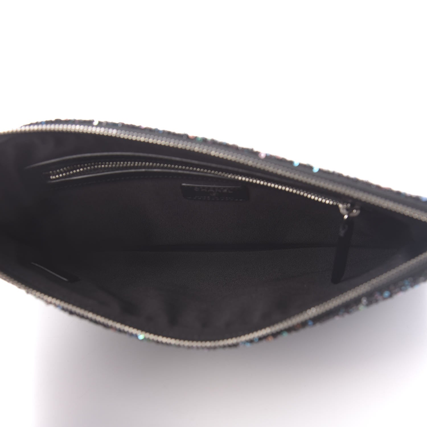 Chanel Canvas Sequin Medium Deauville Cosmetic Pouch Black 5 of 11