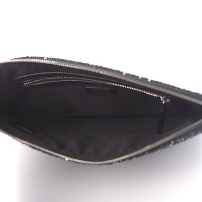 Chanel Canvas Sequin Medium Deauville Cosmetic Pouch Black 5 of 11