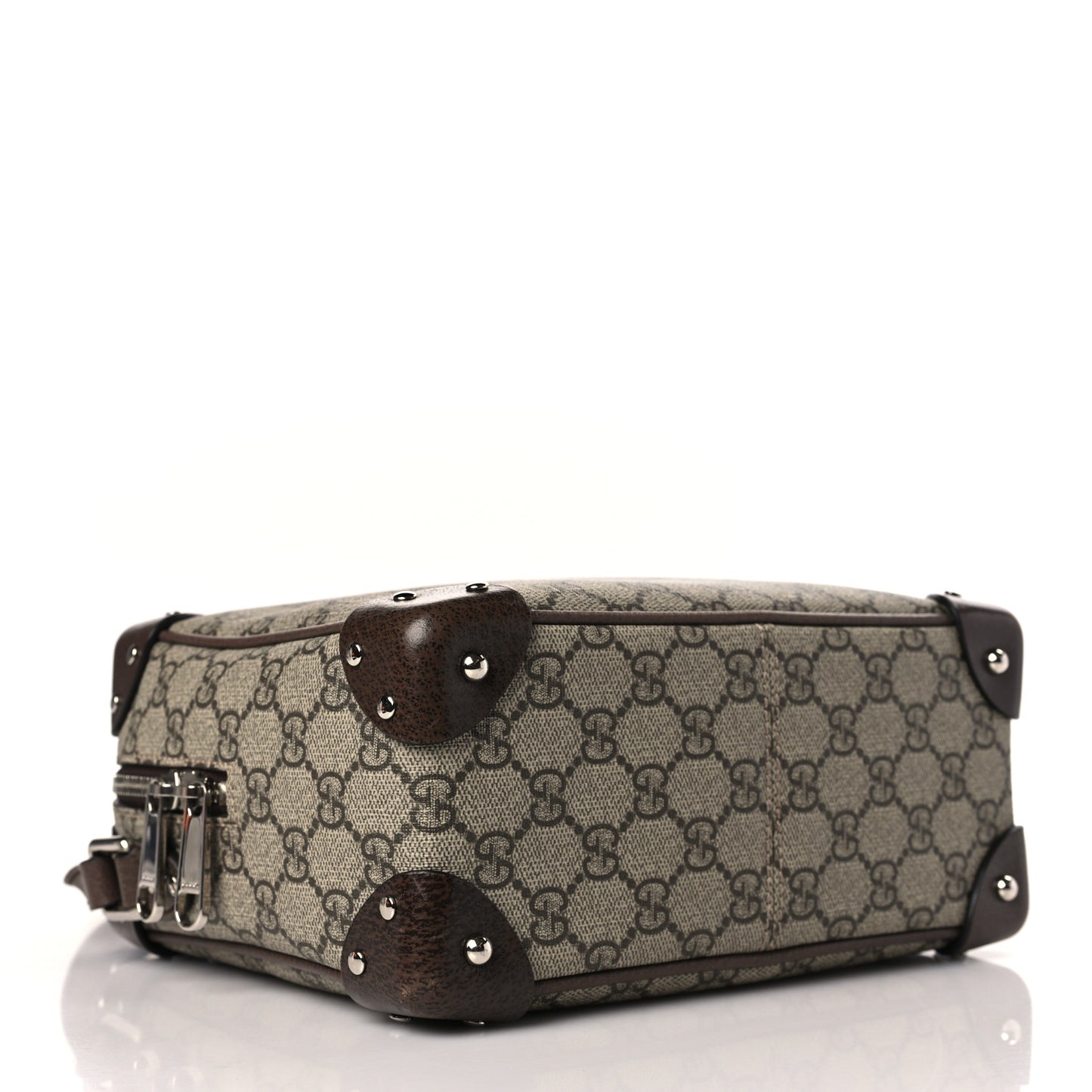 GG Supreme Monogram Textured Calfskin Square Messenger Bag Beige Ebony New Acero