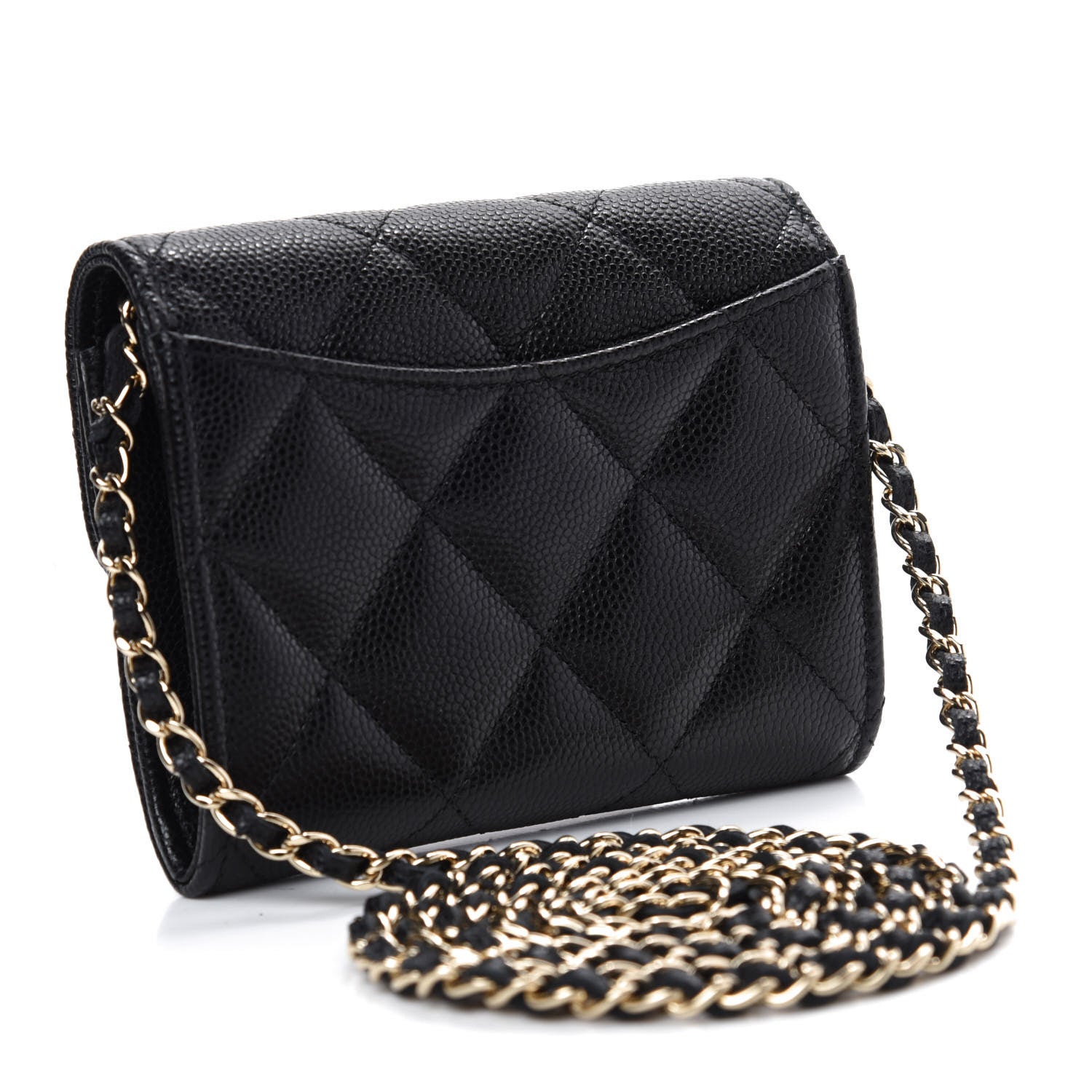 Chanel Caviar Quilted Flap Card Holder On Chain Black 3 of 13