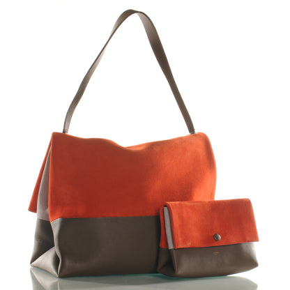 Celine Calfskin Suede All Soft Shoulder Bag Bright Orange Cement Olive 3 of 7