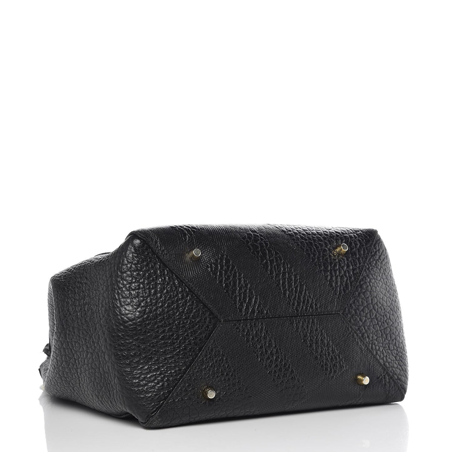 Signature Grain Calfskin Check Embossed Small Canterbury Tote Black