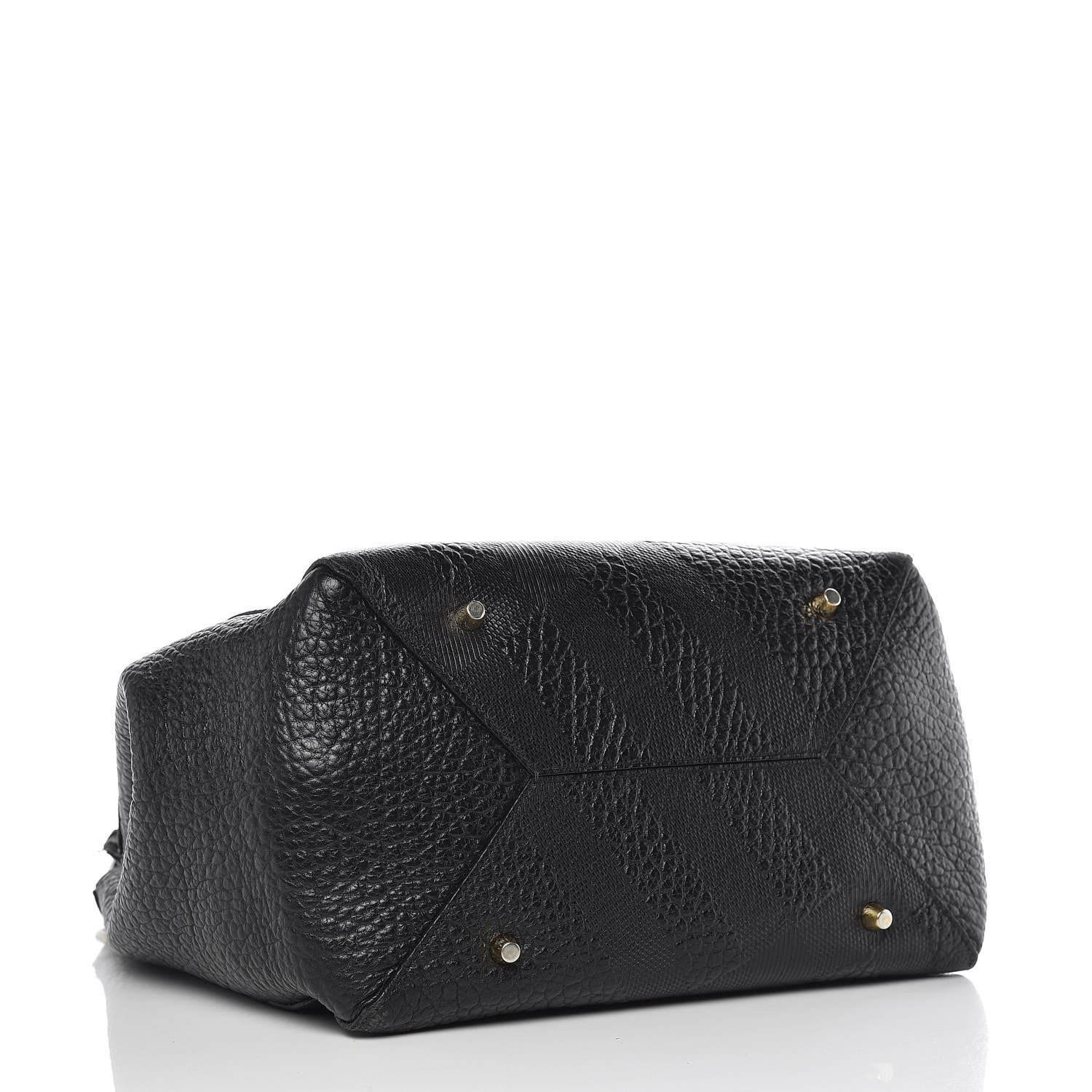 Burberry Signature Grain Calfskin Check Embossed Small Canterbury Tote Black 5 of 15