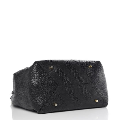 Burberry Signature Grain Calfskin Check Embossed Small Canterbury Tote Black 5 of 15