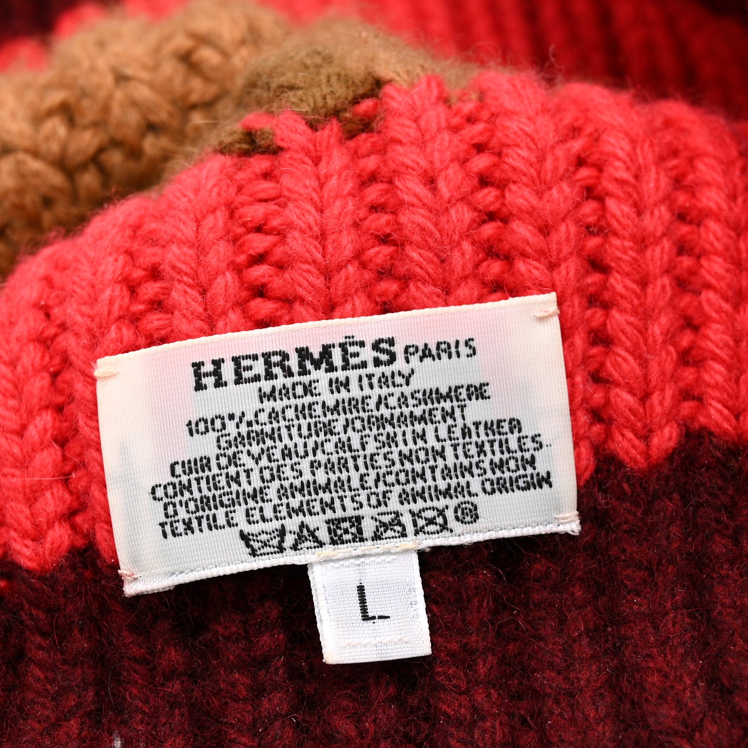 Hermes Cashmere Detroit Beanie Hat L Beige Bordeaux 6 of 6