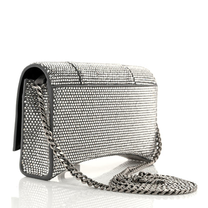 Balenciaga Strass Suede Hourglass Chain Bag Black Smoke Grey Crystal 3 of 9