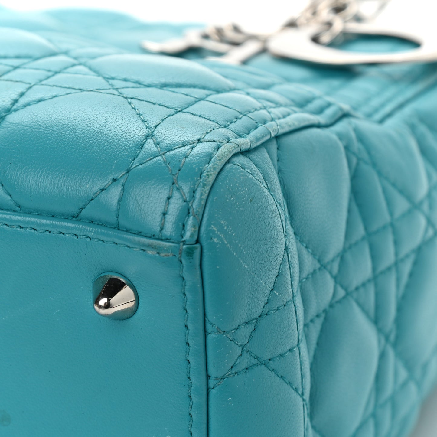 Lambskin Cannage Medium Lady Dior Turquoise