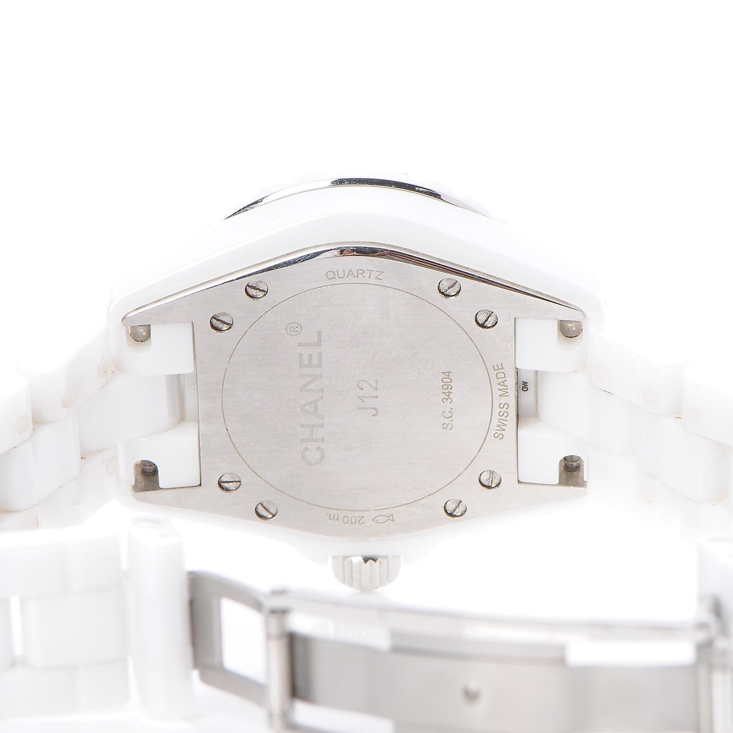 Stainless Steel Ceramic Diamond Pave Bezel 33mm J12 Quartz Watch White