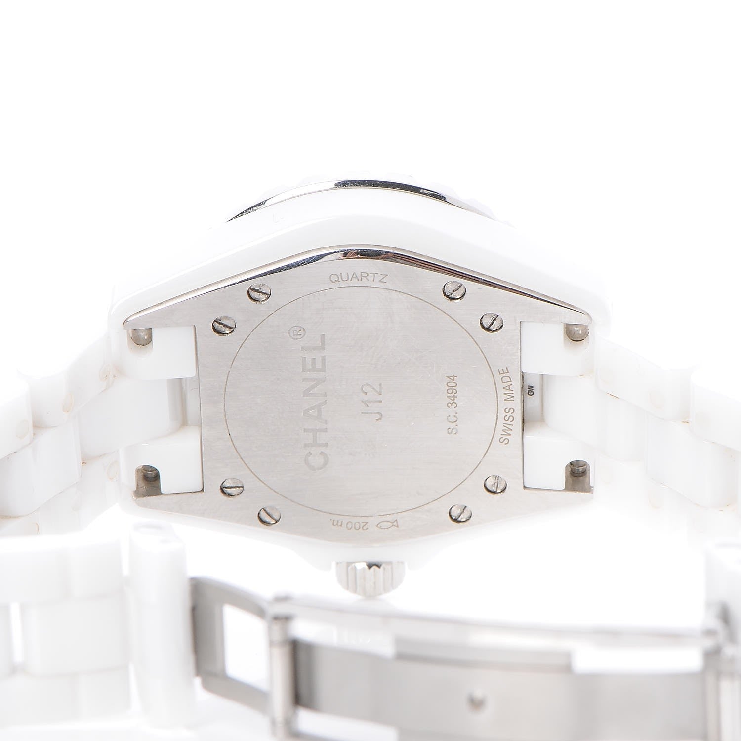 Chanel Stainless Steel Ceramic Diamond Pave Bezel 33mm J12 Quartz Watch White 4 of 6