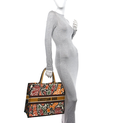 Christian Dior Canvas Embroidered Large Paisley Book Tote Multicolor 2 of 11