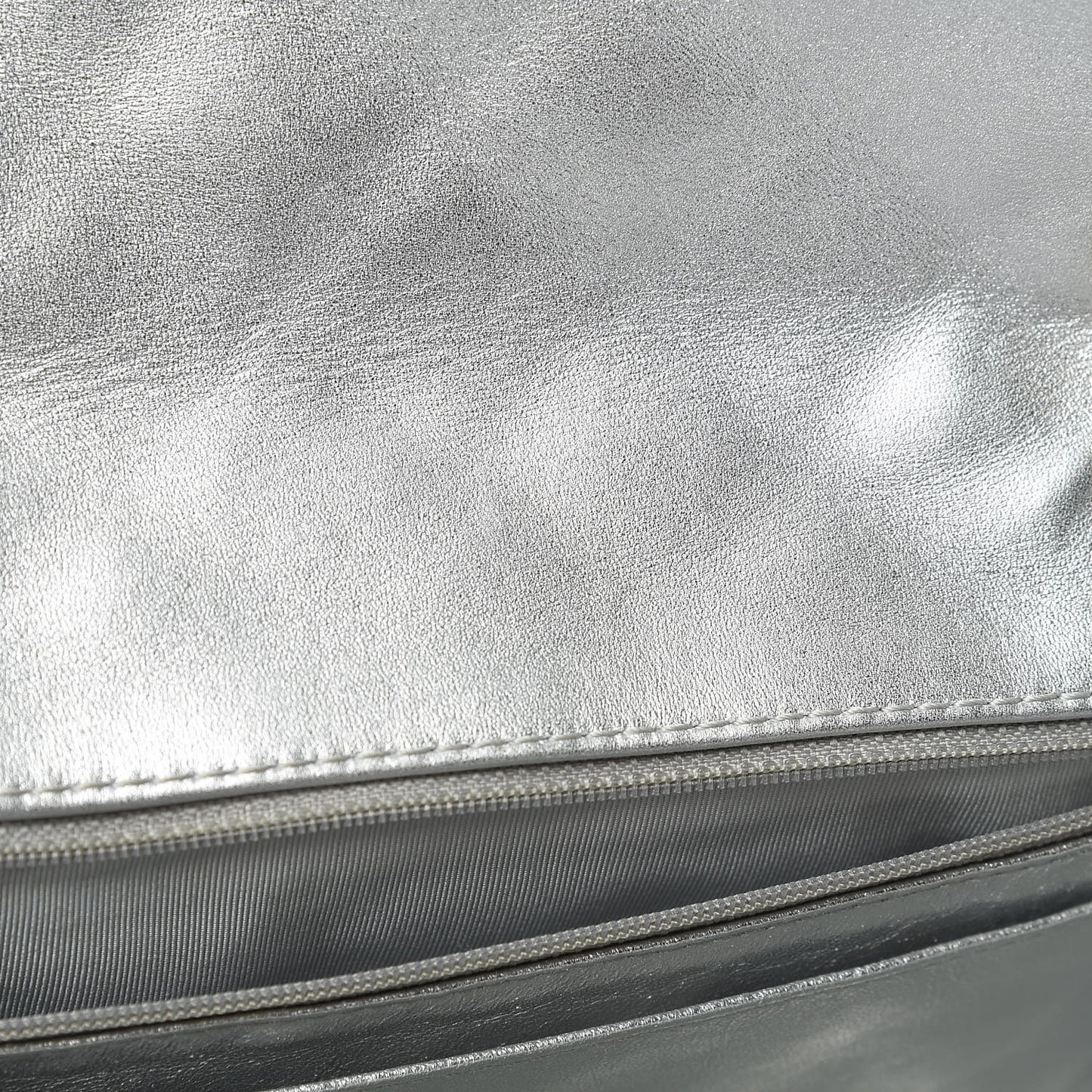 Metallic Lambskin Quilted Maxi Single Flap Silver