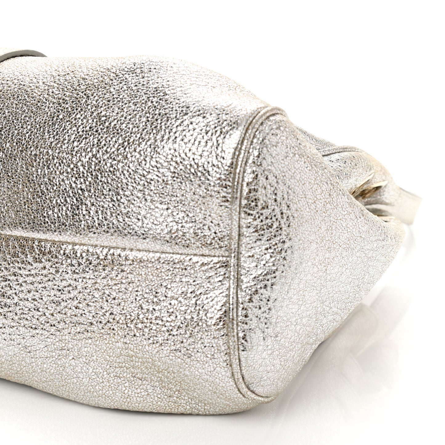 Metallic Calfskin Riki Bag Silver