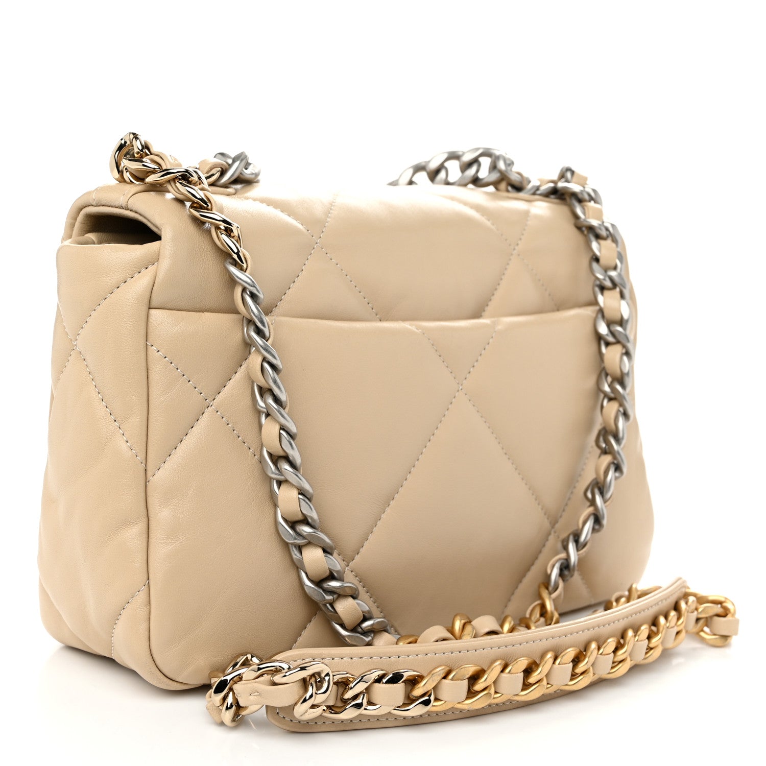 Chanel Lambskin Quilted Medium Chanel 19 Flap Light Beige 3 of 10