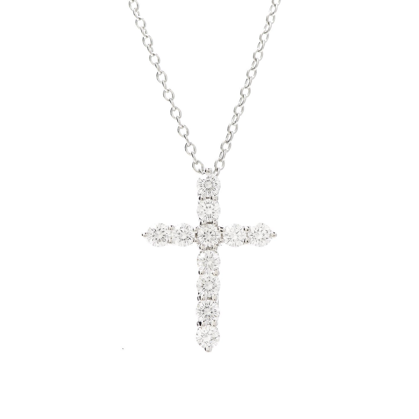 Platinum Diamond Small Cross Pendant Necklace