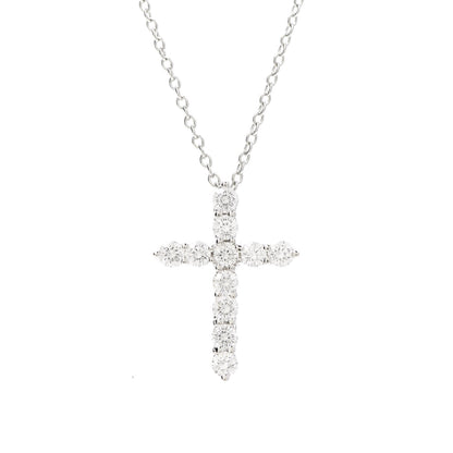 Tiffany Platinum Diamond Small Cross Pendant Necklace 7 of 14