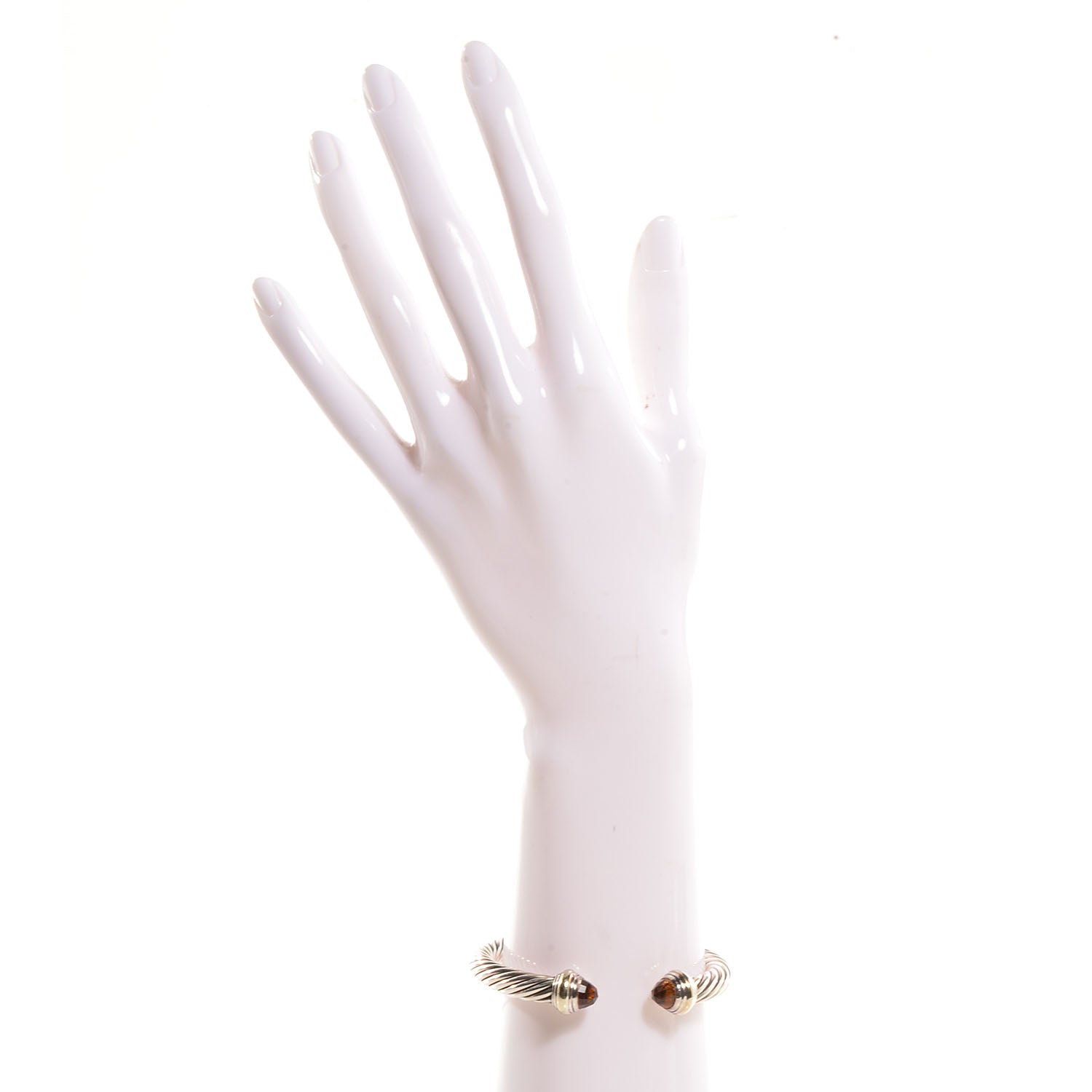 David Yurman Sterling Silver 14K Yellow Gold Citrine 7mm Cable Classics Bracelet 2 of 6