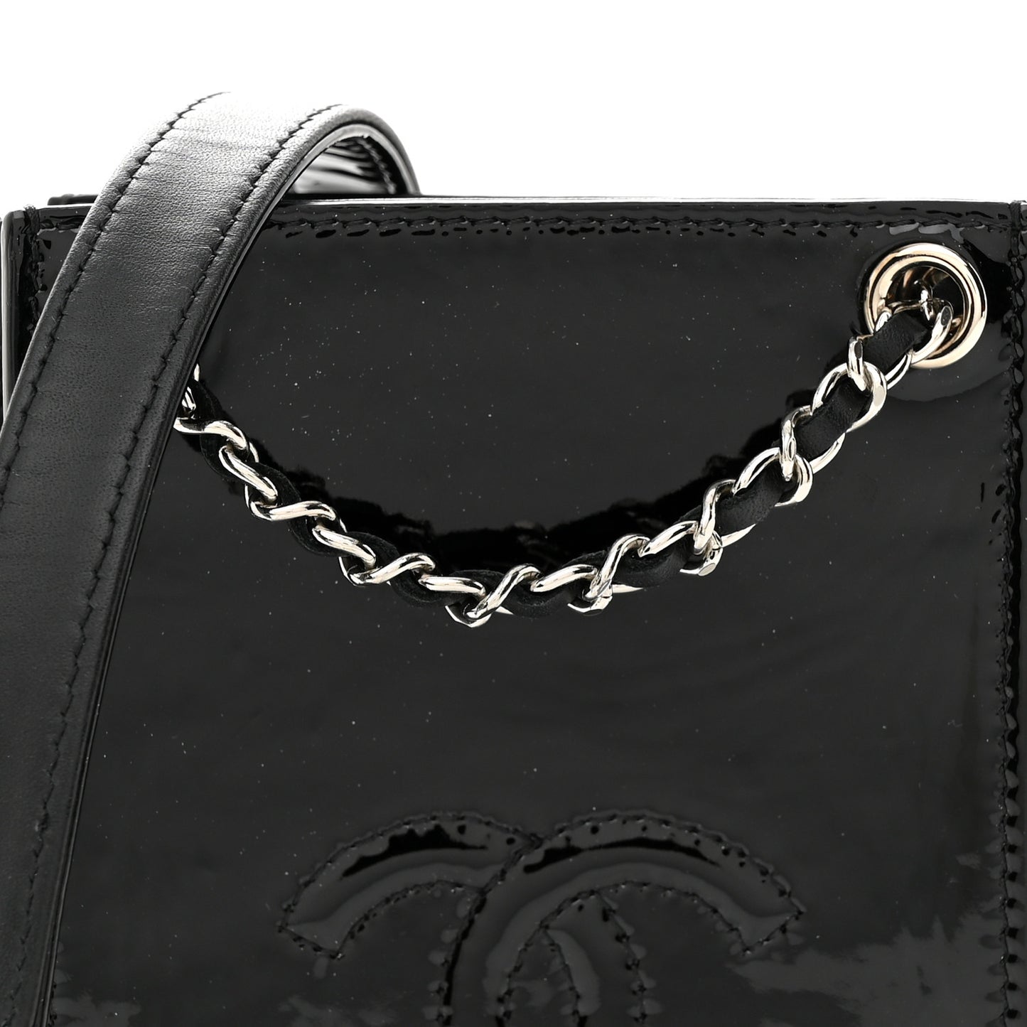 Patent CC Phone Holder Crossbody Black