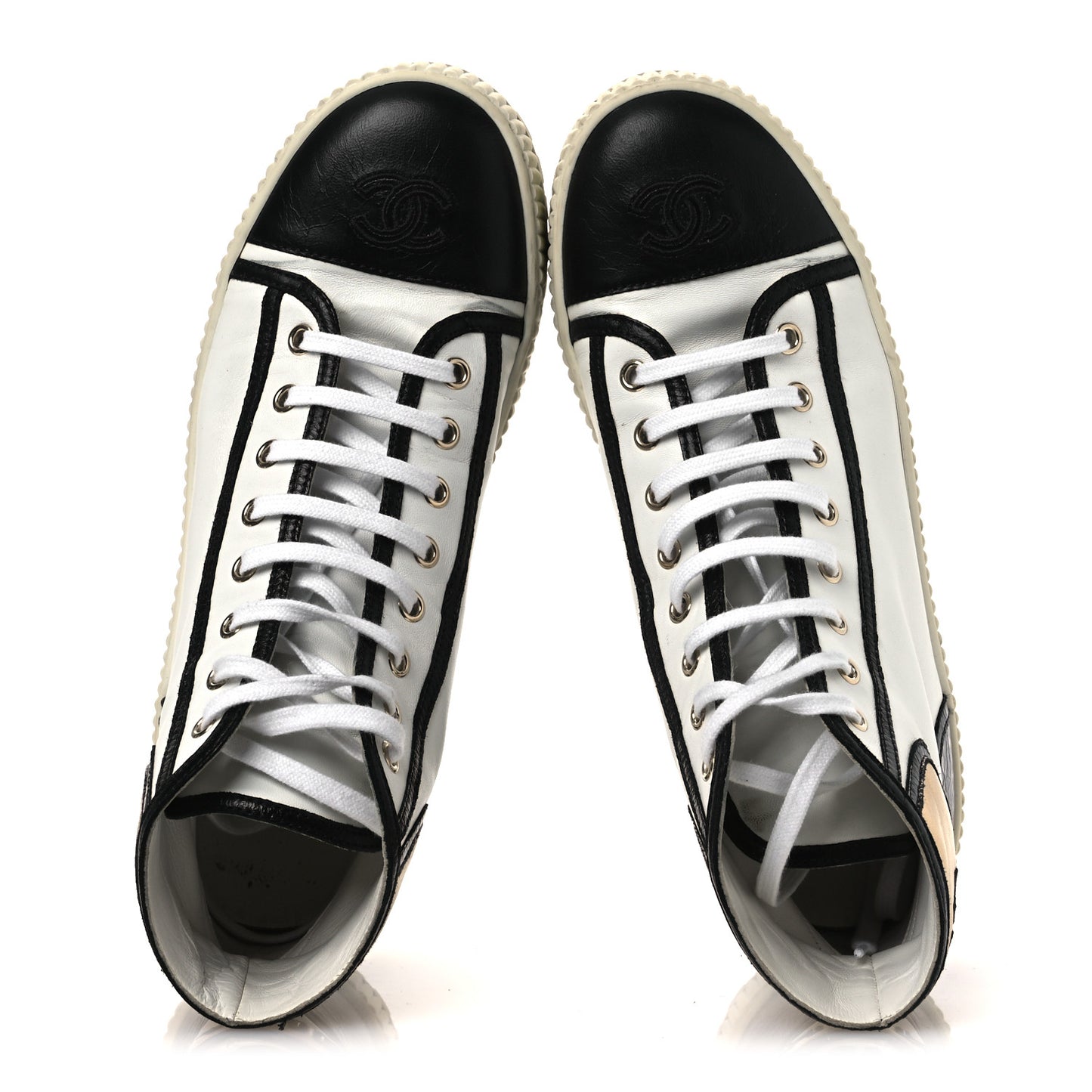 Aged Calfskin Lace Up Cap Toe Sneakers 39.5 White Gold