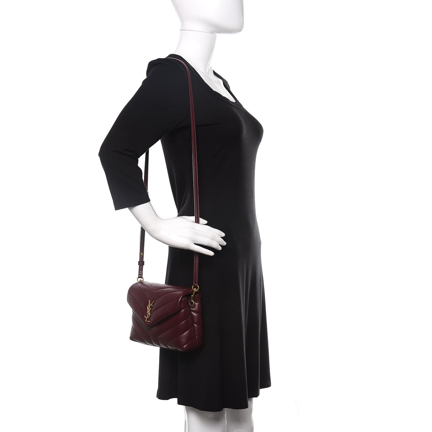 Saint Laurent Calfskin Y Quilted Monogram Toy Loulou Monogram Crossbody Bag Rouge Legion 2 of 9