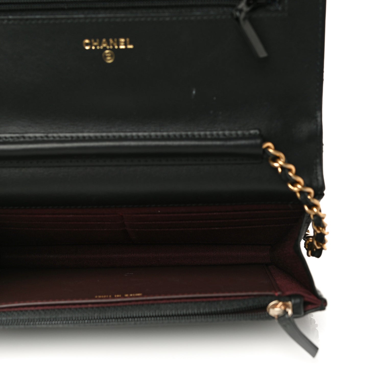 Aged Calfskin Quilted Lucky Charms 2.55 Reissue Wallet On Chain WOC Black