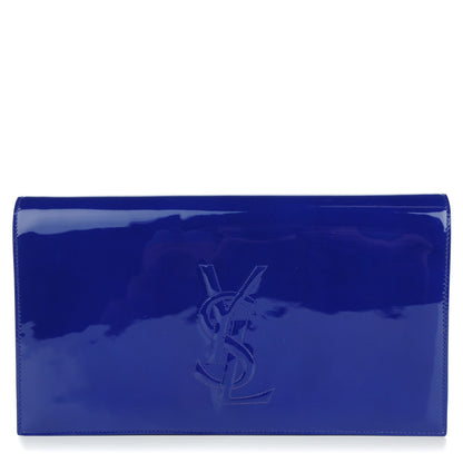 Saint Laurent Patent Calfskin Monogram Large Belle De Jour Clutch Royal Blue 1 of 7