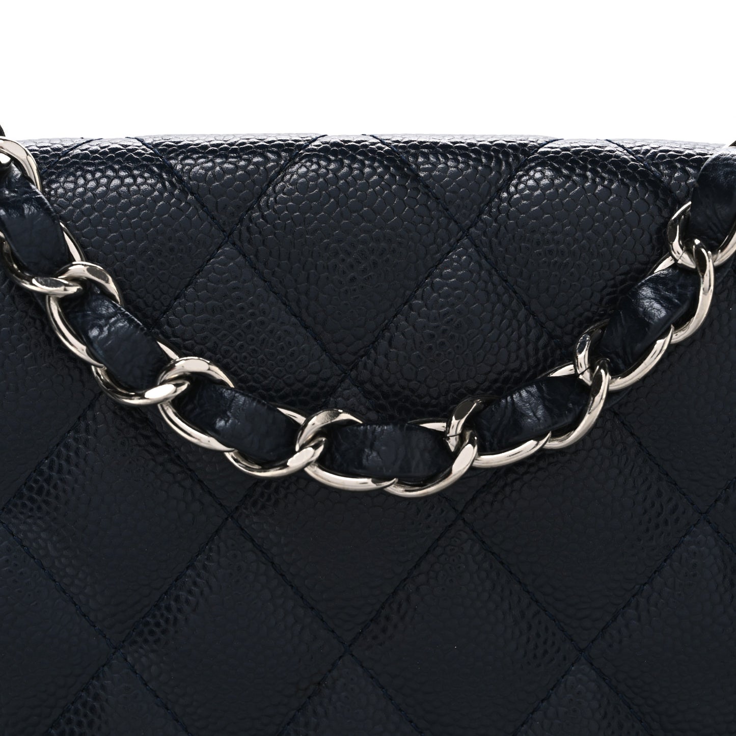 Caviar Quilted Jumbo Single Flap Navy