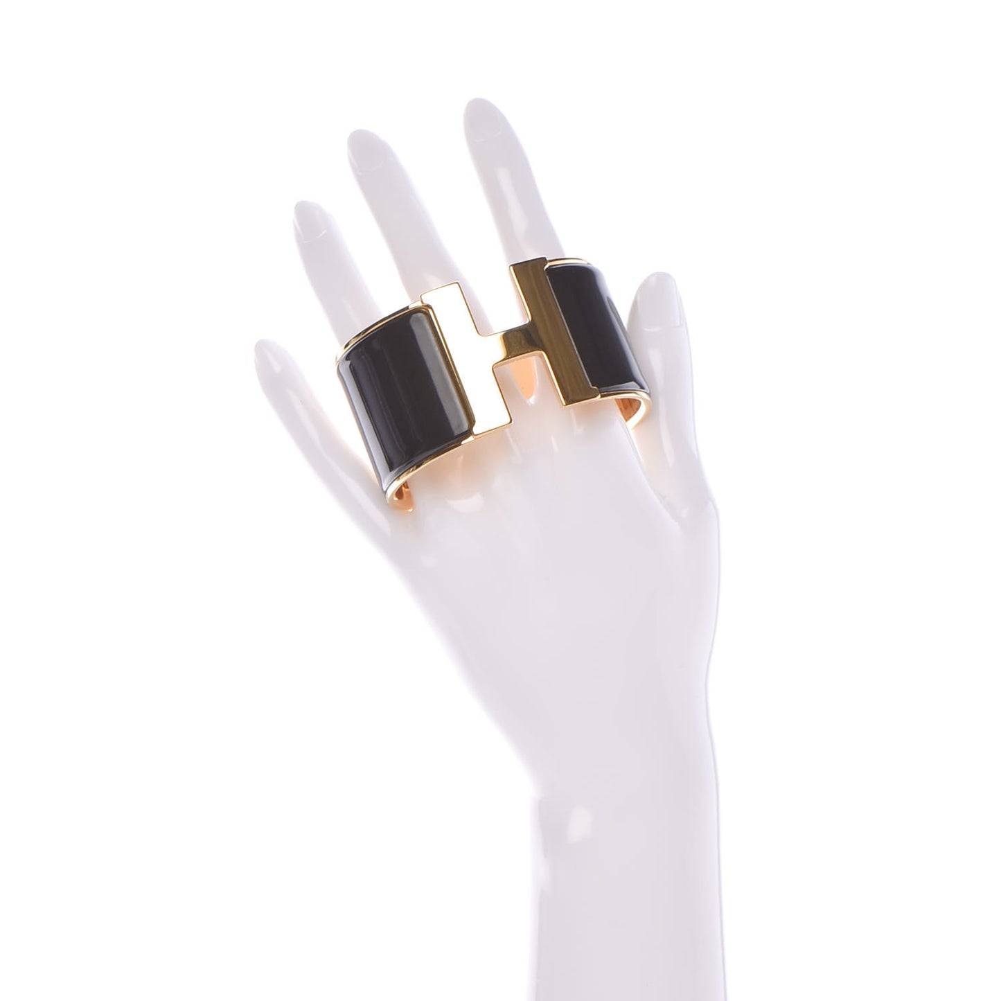 Enamel Extra Wide Clic Clac H Bracelet GM Black