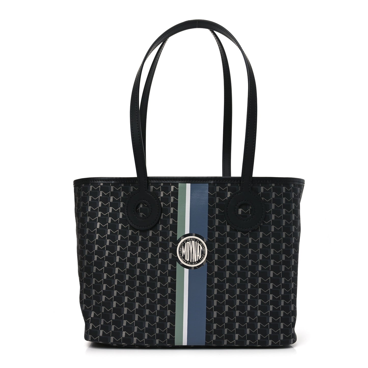 Grained Calfskin Canvas 1920 Oh! Tote Ruban PM Carbon Silver