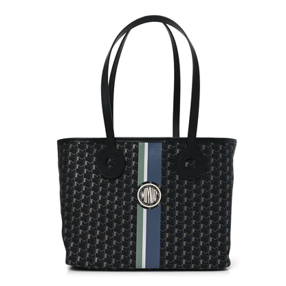 Moynat Grained Calfskin Canvas 1920 Oh! Tote Ruban PM Carbon Silver 1 of 10