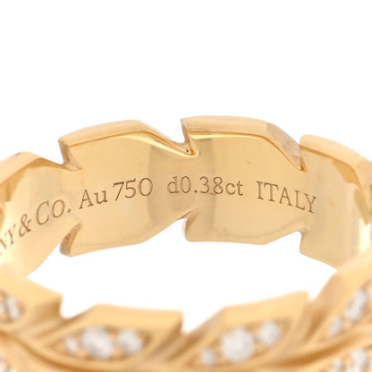 Tiffany 18K Yellow Gold Diamond Victoria Vine Band Ring 53 6.5 5 of 6
