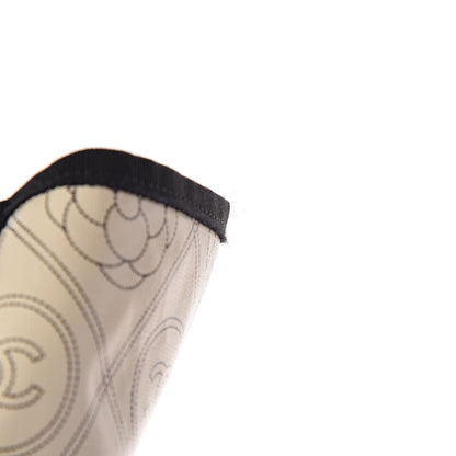 Chanel Coated Canvas Camellia Medium Shopping Tote Black Beige 10 of 13