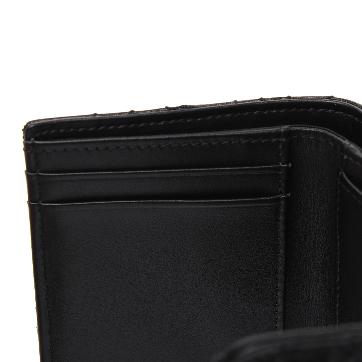 Lambskin Camellia Embossed Small Double Wallet Black
